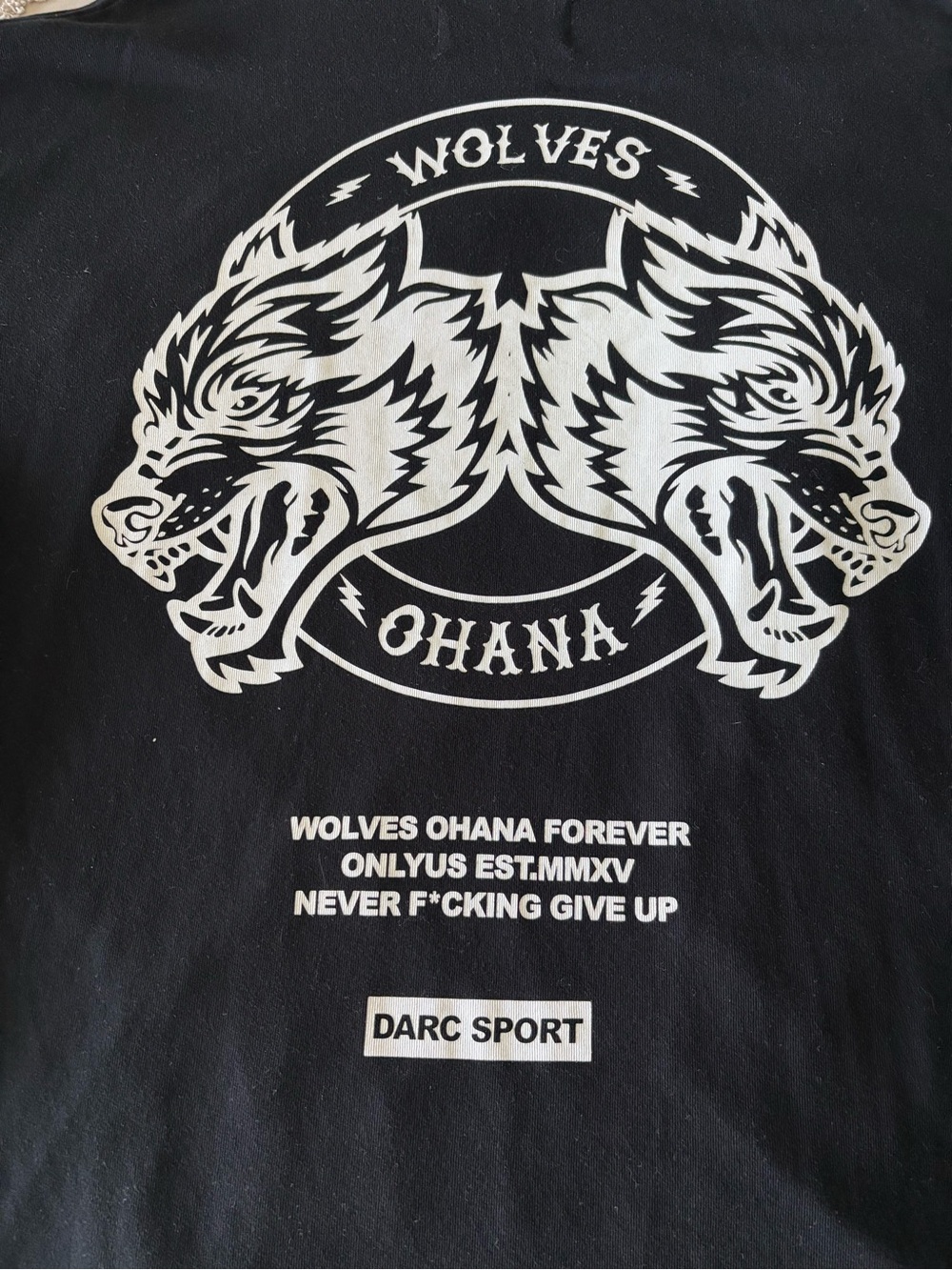 Darc Sport Black T-Shirt with White Wolves Ohana Graphic